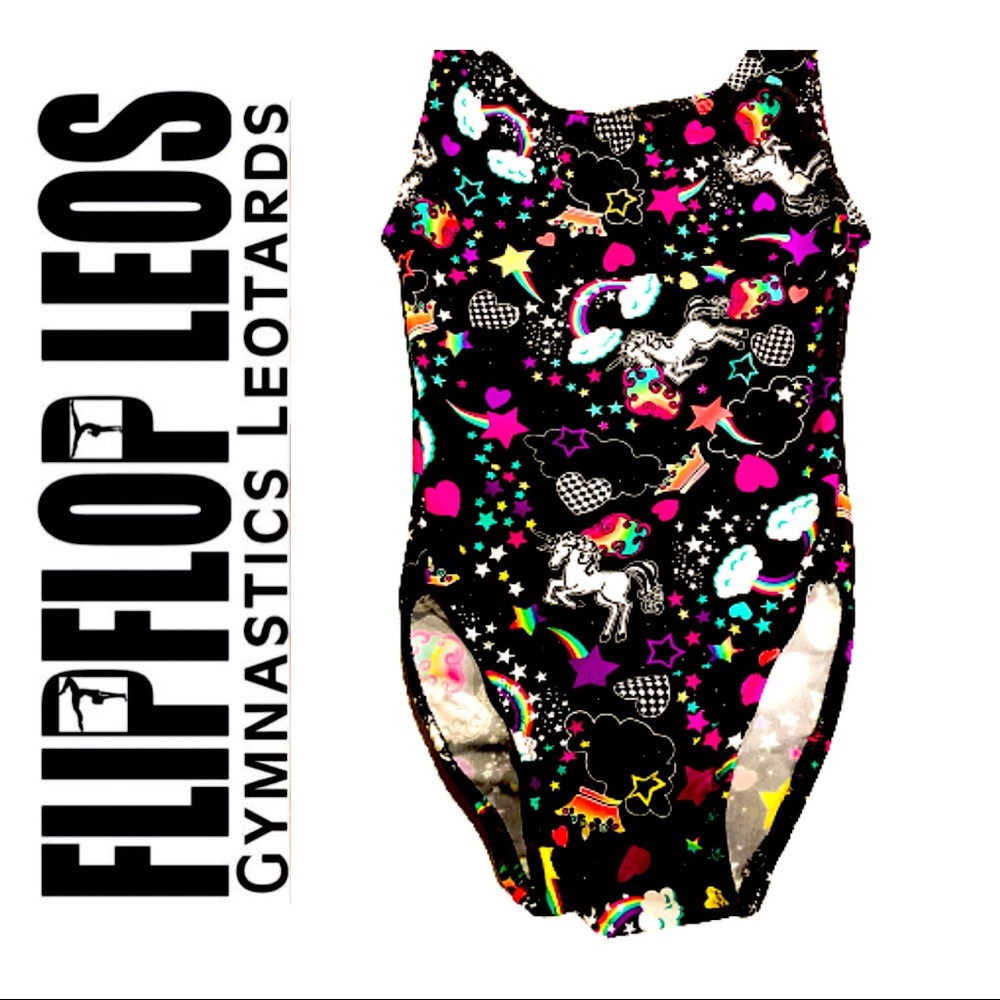 Girls Gymnastics Leotard Rainbow Unicorn 5G